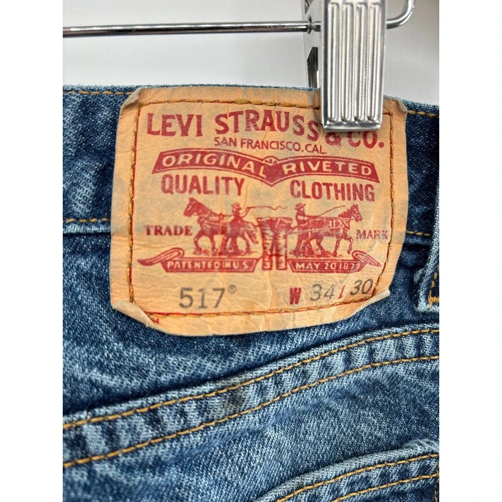 Levis 517 Y2K Era 2000 Mens Bootcut Jeans 34x30 Distressed Faded Western Denim